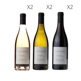 6 bouteilles - x2 Sancerre "Origine", Roblin (blanc), x2 Sancerre "Origine", Roblin (rosé), x2 Sancerre "Origine", Roblin (rouge)